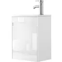 UEV Waschbecken mit Unterschrank, 40,6 cm, Gästetoiletten-Waschbecken, Waschbecken mit Unterschrank, Hängewaschbecken, Badezimmermöbel-Set für Badezimmer, Weiß image 0