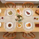 White Label Polyester + inner and outer ring three-strand placemat Milk coffee，Round 38cm Placemats Set of 6 Braided Woven Placemats Washbale Table Placemats Round Heat Resistant Table Mats for Kitchen Dining Table Home Restaurant image 4