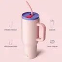 Bottle Bottle 40 oz Stainless Steel Vacuum Tumbler with Handle and Straw, Pinklily image 2