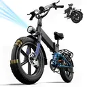 URLIFE VTT électrique pliable, Vélo électrique 20 pouces 4,0 pneus larges, Batterie amovible 48 V 13 Ah, Longue autonomie 80-100 km, Double suspension, 7 vitesses, Adulte, LED, Écran numérique Noir image 1