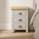 Bedside Table Windermere 3 Drawers Oak Top Grey/Natural image 0