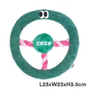 ZEZE Steering Wheel Rope Pet Toy, Interactive Chew Toy for Cats & Dogs (Dark Green) 23 x 23 x 3.5 cm, Built-In Sound Effects image 1