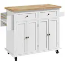 HOMCOM Kitchen Island Counter Panelled 2 Drawers 4 Doors White/Natural image 0
