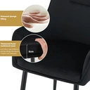 CLIPOP Dining Chairs Set of 2 Velvet Armchairs Kitchen Chairs with Backrest and Metal Legs Occasional Padded Leisure Accent Chairs for Dining Living Room 0430 velvet black 43.5*51.5*87.5cm image 4