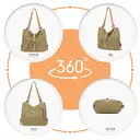 Kono Canvas Convertible Shoulder Bag, Large Capacity 2-in-1  Tote with Backpack Straps for Work, Travel and School Khaki image 6