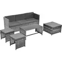 Lounge set, garden furniture set, ratten sofa, seating group, patio furniture, grey image 3