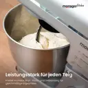 Monsga SM100 Küchenmaschine 1000W, Schwarz/Silber, 6,0L Edelstahl-Rührschüssel, Leise, mit Super-Antihaft Teflon-Knethaken (hitzebeständig bis 260°C), Schneebesen, Flachrührer & Spritzschutz, 8 Geschwindigkeitsstufen image 2