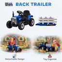 HOMCOM Kids Electric Car, 12V Electric Ride on Tractor and Trailer with Detachable Trailer Remote Control, USB, Horn, Lights, image 7