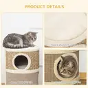 PawHut Cat Scratching Barrel Kitten Tree Tower for Indoor Cats Pet Furniture Climbing Frame Covered with Sisal and Seaweed Rope Cozy Platform Soft Plush image 1