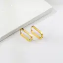 18K Gold Plated Stainless Steel Oval Hoop Earrings, 25.7mm Geometric Rectangular Huggies image 3