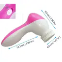 Electric Facial Cleansing Brush, Effective Cleanser vs Manual, 5 Brush Heads, 2 Speed Settings, White/Pink image 5