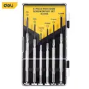 Deli 6Pcs Clock Precision Screwdriver Set ,Anti-Magnetic Tips & Ergonomic Metal Handle for Delicate Repair image 0