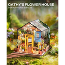 Robotime Rolife Cathy's Flower House DIY Dollhouse Kit 23.6 x 17.8 x 18cm 1PC,Home decoration, bookshelf decoration,Craft Gifts for Adults and Teens,Educational toys image 2