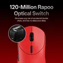 RAPOO VT2 MAX Wireless Gaming Mouse, True 8K Wireless Polling Rate, 53g Lightweight, Up to 750 Hr Battery, Nordic nRF54L15 MCU, 120-Million Optical Switch, 10 Programmable Buttons, Macro Enabled - Red image 4