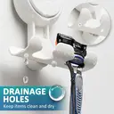 TAILI Porte-rasoir à ventouse pour douche lot de 2, serviette, éponge, support de rasoir pour mur de salle de bain, crochets de douche à ventouse puissants, faciles à installer et réutiliser, Blanc image 3