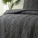 MEEALLHOME Parure de lit tuftée gris foncé - 1 housse 240 x 220 cm et 2 taies 65 x 65 cm image 3