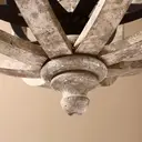 Homary Retro Rustic 3-Light Chandelier - Adjustable Industrial Ceiling Light with Weathered Wood, Metal Orb & Crystal Accents for Kitchen Island, Dining Room & Bedroom image 4