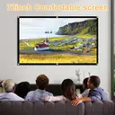 XBJ Écran de projection 72 pouces 16:9 | Écran pliable portable HD 4K anti-froissement, double face projection à grand angle de vision de 160°, cordes extra longues et crochets pour une installation facile, intérieur/extérieur home cinéma/fête dans le jardin image 4