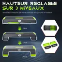 HOMCOM Stepper aérobic fitness hauteur réglable 3 niveaux 10/15/20 cm surface antidérapante plastique 78 x 28 x 20 cm vert et gris image 3