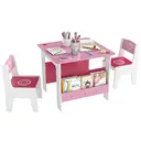 AIYAPLAY Kids Table and Chair Set, Toddler Activity Table with Bookshelves, 2 Chairs, Heart Themed 3 Pieces Kids Desk Set for Classroom, Home, Nursery, Playroom, for Arts, Crafts, Reading, Pink image 0