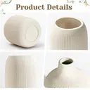 [3Pcs] 5.9in/15cm, Ceramic Vase Beige - Minimalist Vases with Rill Design, Compact Transitional Decoration for Living Room, Bedroom, Office image 5