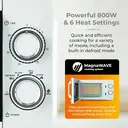 Tower T24042WHT Manual Microwave with Sleek Mirror Door, 800W, 20L, White & Chrome image 3