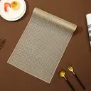 Rectangular PVC perforated placemat, non-slip table runner, heat-resistant decorative placemat, waterproof and washable placemat, center decoration for the dining table (gold)6pcs image 0