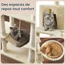 SONGMICS Arbre à chat avec 13 poteaux à griffer, 1 rampe, 2 perchoirs, 2 niches, panier, hamac, pompons, beige - 168 cm image 4