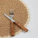 6pcs 38cm Round Placemats Non-slip Placemats Round，Papyrus semi-circular placemat Khaki inside, beige outside，Bohemian Style Table Mats for Kitchen Home Decoration Dining Room Festivals Wedding Party Hotel Farmhouse Family Gathering Table Decoration image 8