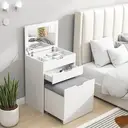 HOMCOM Dressing Table with Flip-up Mirror and Storage Stool, Vanity Table with Drawer and Hidden Compartments for Bedroom, Living Room, White image 1