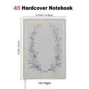 JUBILUU Carnet ligné A5 à couverture rigide en tissu floral 96 pages - Blue Wreath image 2