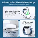 Rexsun 3 in 1 Wireless Charger, 22W Fast Charging Station Desktop Wireless Charging, Aluminum Alloy, Phone and Watch Charger Stand for iPhone Air/17/16/15/14/13/12/11/Pro Max/X/8, Apple Watch, Adapter Not Included, T6, Silver image 8