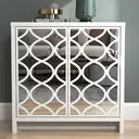 Galano Iris 2 Door Sideboard – Storage Cabinet for Living Room & Kitchen – Space Saving Side Unit with Arylic Mirror Doors, Modern Side Board Organizer - White image 1