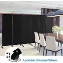 COSTWAY 6 Panel Room Divider on Wheels - Black image 4
