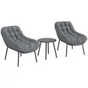 Outsunny Salon de Jardin extérieur en résine tressée 2 personnes ensemble de meubles de jardin coussins de 15 cm d'épaisseur cadres en acier pour balcon terrasse patio, gris image 0