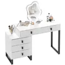 HOMCOM Dressing Table, Vanity Desk with Leaf Shape Mirror, Makeup Table with 5 Drawers, 3-Colour LED Lights, 100x40cm Tabletop, White image 0