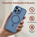Dpower KC26 Coque Compatible MagSafe pour iPhone 13/14, Protection Antichoc Niveau Militaire 3,6 M, Dos Mat Semi‑Transparent Anti‑Empreintes, Sept Couleurs Disponibles bleu royal iphone13/14 image 2