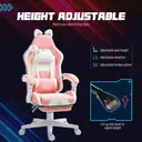 HOMCOM Gaming Chair for Adults with Cat Ears, Faux Leather Reclining Computer Chair with Footrest, Lumbar Support and Headrest, Height Adjustable Swivel Seat, Pink image 4
