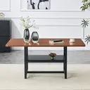 Table à manger rectangulaire style industriel couleur noyer 160×90×76 cm étagère de rangement multifonctionnelle + pieds en métal noir table pour 4-6 personnes image 6