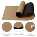 MISS LULU Good Nite Yoga Matte, tapis en liège antidérapant, tapis de yoga, de gymnastique, de sport, de fitness, d’entraînement, 183 x 61 x 0,6 cm, tapis en liège durable (marron/noir) image 4