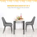 HOMCOM Set Of 2 Quilted PU Leather Dining Chairs with Metal Frame 4 Legs Foot Caps Home Seating Modern Stylish Executive Grey image 4