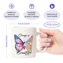 Alphynix 1 Mug blanc 33cl avec citation "Le changement est beau" & design transformation papillon-en-fleurs, cadeau de Noël ou Thanksgiving métaphore réconfortante,Le cadeau de la saint-valentin, cadeau d’anniversaire image 7
