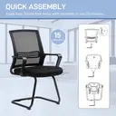 HOMCOM Ergonomic Desk Chair No Wheels, Padded Meeting Office Chair with Sled Base for Home Conference Room, Bedroom, Waiting, Reception, Black image 6