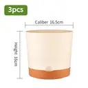 MADLAND Lot de 3 pots de fleurs auto-arrosants avec soucoupe beige - Diamètre 16,5 cm image 6