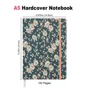 Jubiluu A5 Hardcover Notebook with Lined Pages - 96 Sheets (100g offset paper), Bookmark & Elastic Band -Classic Cream Ruled Journal for Writing, School, Office, and Gifts-Navy Floral Ditsy Print image 2