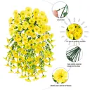 Yuejia Lot de 4 bouquets suspendus de fleurs artificielles en soie liseron jaune - 75 cm image 3