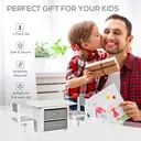 HOMCOM 3 Pcs Kids Table & Chairs Set Mini Seating Furniture Home Playroom Bedroom Dining Room w/ Storage Drawers Safe Corners for 2-4 Years old White image 1