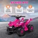 AIYAPLAY 6V Electric Quad Bike for Kids, Kids Electric Car Ride on ATV with Music, Forward Function, for Ages 2-6 Years Pink image 1