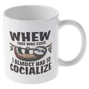 Alphynix 1 Mug blanc 33cl avec citation drôle paresseux "OUF C'ÉTAIT JUSTE" sur éviter la socialisation, cadeau de Noël ou Thanksgiving relatable,Le cadeau de la saint-valentin, cadeau d’anniversaire image 3