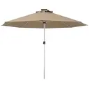 Outsunny 3(m) Solar Powered Garden Parasol with Lights, LED Lighted Deck Umbrella with 48mm Aluminium Pole, Crank, Solar Charged and USB Type-c, for Balcony, Outdoor and Lawn, Khaki image 0